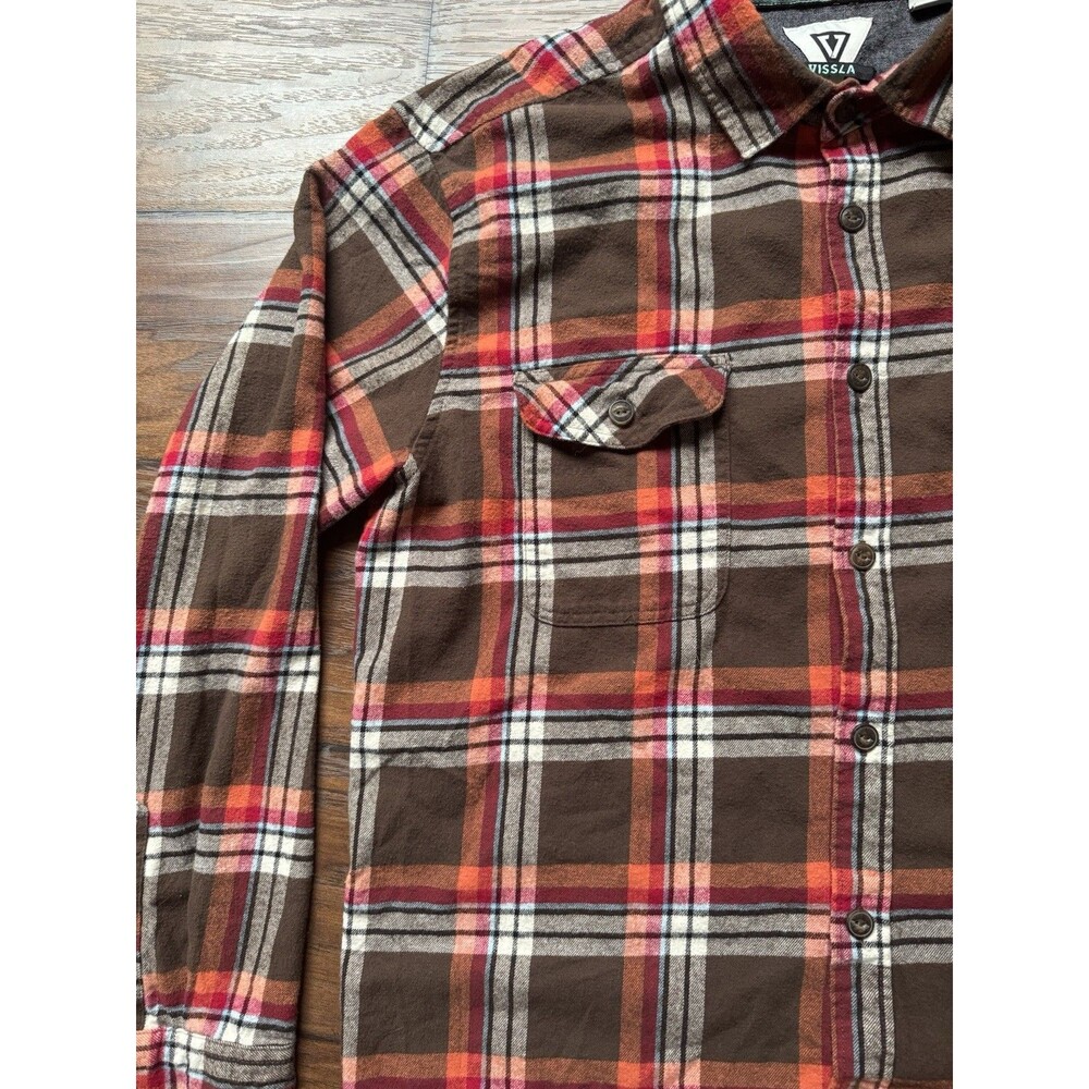 Vissla Men's XL Plaid Flannel Button-Up Shirt-Multicolor - Picture 5 of 8